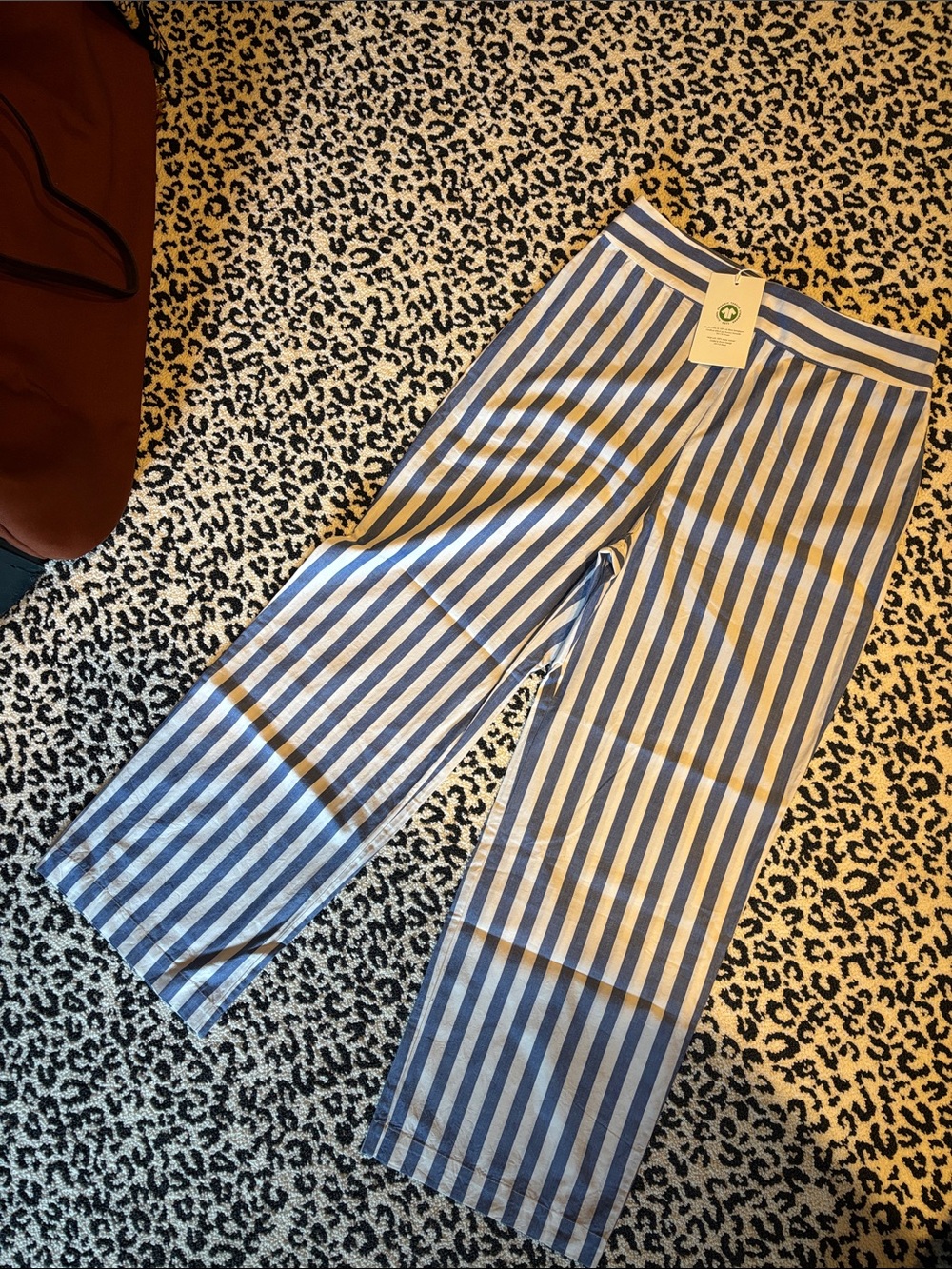 Sezane Jenson Trousers Ecru / Blue - Size 8